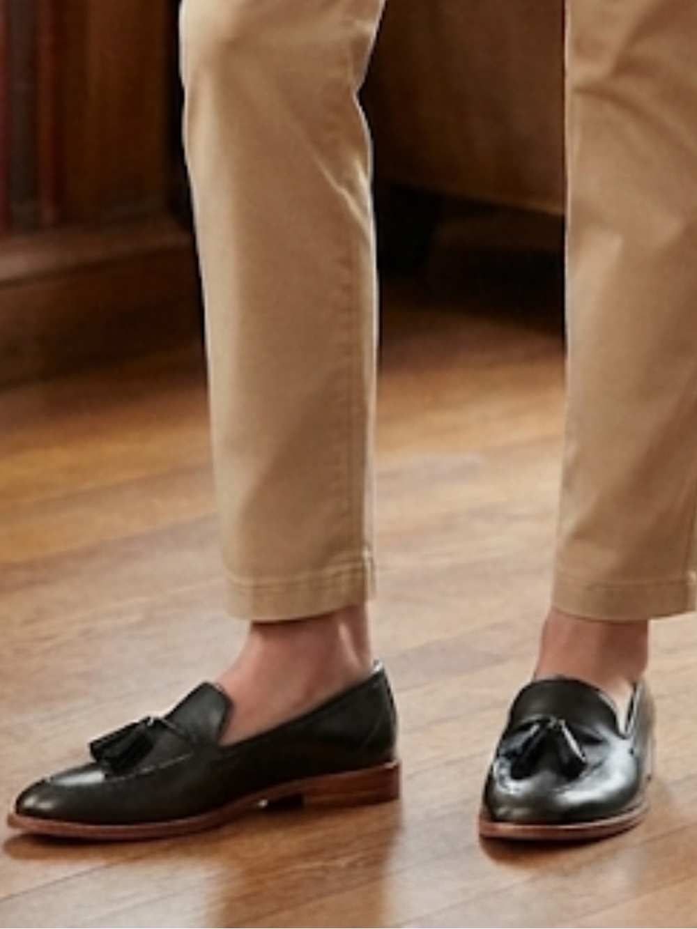 Talbots Black Leather Tassel Loafers
